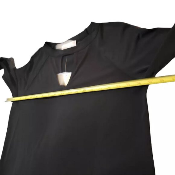 NWT MICHAEL KORS Top, Black Polyester Long Sleeve Solid Casual Keyhole, S - Picture 10 of 12